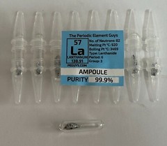 8 x Lanthanum Metal 99.9% un-oxidized Argon Ampoules WHOLESALE Periodic Elements