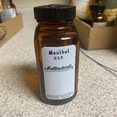 Vintage Menthol USP Medicine Bottle Amber Glass Apothecary Rx Quack Pharmacy