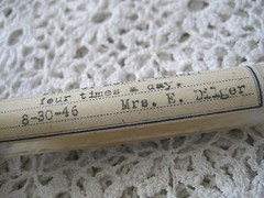 Ullery & Drinkwater Druggists Denver CO Glass Tube Medicine Cork 1946 Vintage