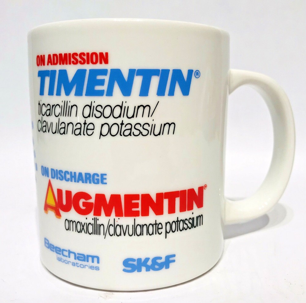 Beecham Laboratories White Coffee Mug 10 oz Cup Ceramic Advertising Clavulanate