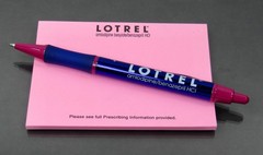 Lotrel Metal PEN, Pink Sticky Note Pad Drug Rep Pharmaceutical Promo Advertising