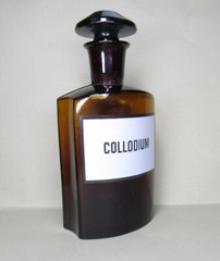 Vintage Medical Science Glass Bottle COLLODIUM ,Amber color,Germany №14727