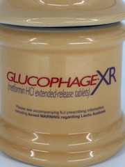 Vtg Glucophage XR Ceramic Promo Counter Jar w/ Lid 7” Pharma USA