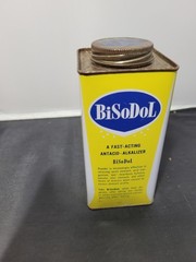 Wartime Medicine Bisodol Whitehall Laboratories Yellow Tin 1940s Antique