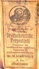 TERPENTIN OIL,Glass Apothecary Clear Jar, Dr. Schoenfeld-Duseldorf, 50ml, 1930’s