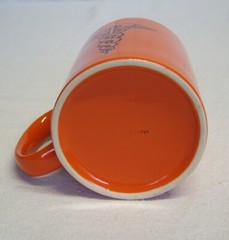 Vtg Medical Caduceus Symbol Orange Coffee 12 oz Mug 4″tall 3″ diameter EC