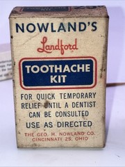 Nowland’s Langford Toothache Kit Vtg Box Bottle Cotton Pellets