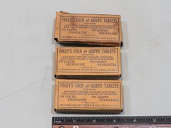 Vintage NOS Foley’s Cold & Grippe Tablets, Qty 3, Original Boxes w/Contents