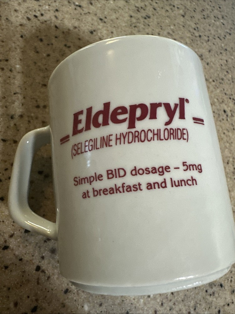 Vintage Drug Rep Eldepryl Mug Pharmaceutical Drug Rep Ad Eldepryl