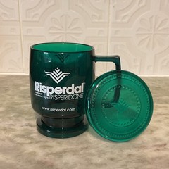 Risperdal Drug Rep Hard Plastic Coffee Mug Cup With Original Lid