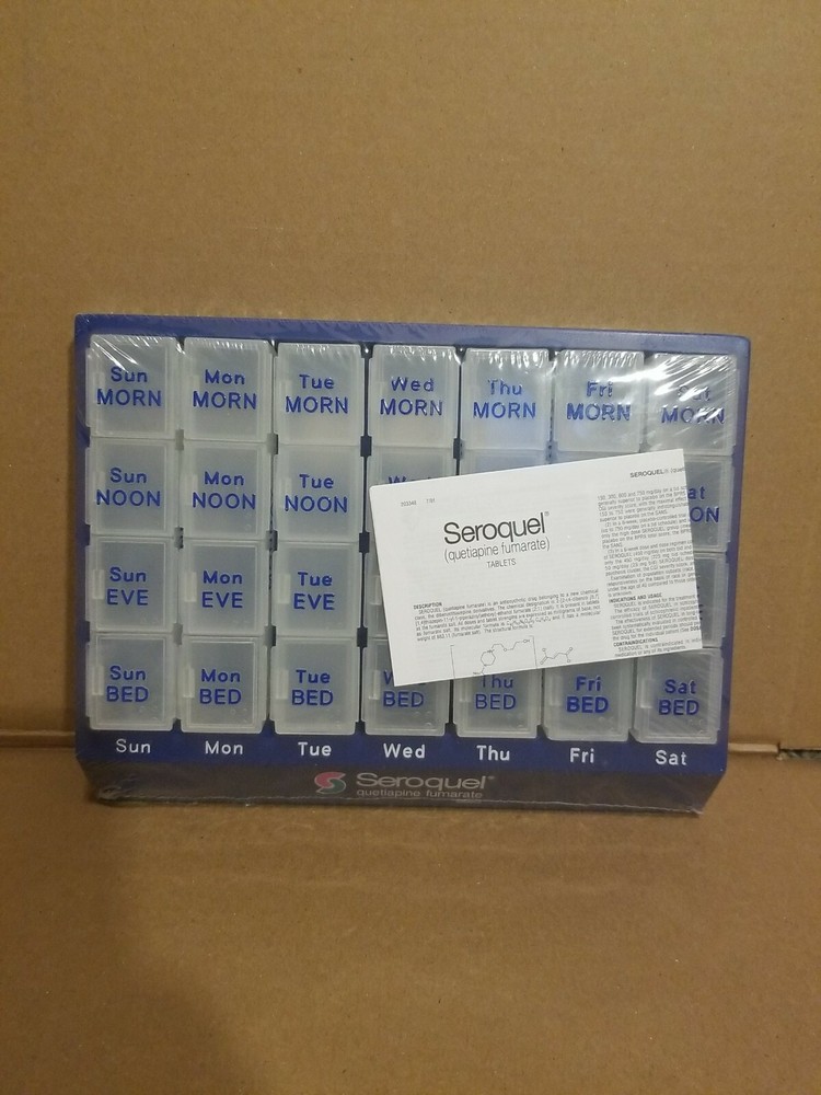 Seroquel Pharmaceutical Drug Rep 7-Day Pill Organizer Holder Sorter