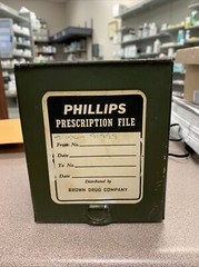 Vintage Phillips Metal File Pharmacy Prescription Box Industrial Rx