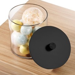 SheeChung 1 Pack 50oz Matte Black Bamboo Lid Apothecary Jar, Modern Laundry P…