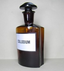 Vintage Medical Science Glass Bottle COLLODIUM ,Amber color,Germany №14727