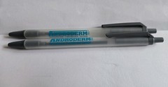 Androderm Plastic Pens x2 Pharmaceutical Drug Rep Promos Vintage Medical WRITES!