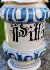 17thC Blue & White Albarello Drug Pharmacy Jar