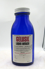 KH – 1950’s Gelusil Antacid Warner Chilcott Morris Plains 5 1/2″ Medicine bottle
