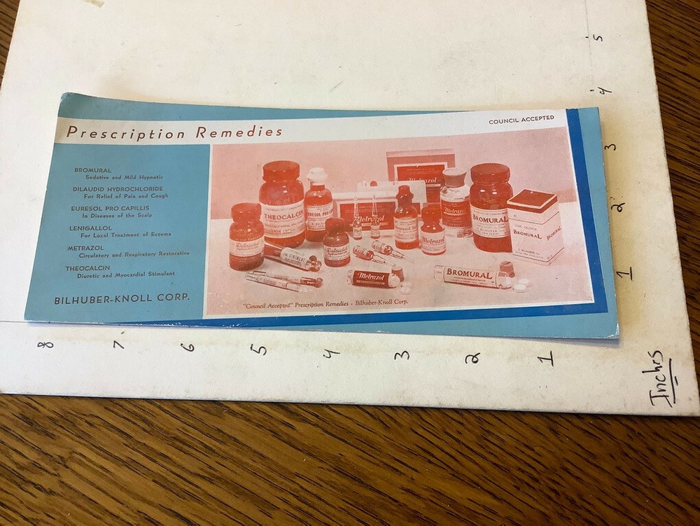 Original Vintage blotter; Medical, BILHUYBER-KNOLL corp – Prescription remedies