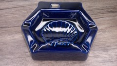 vintage Pfizer advertising ccolbalt blue ash tray Hexagonal sea shell design