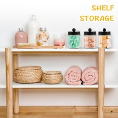 2 Pack Glass Apothecary Jars with Lids for Bathroom, Cute Qtip Holder, Black …