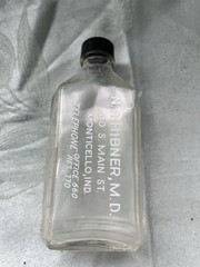 Monticello, IN 5 Oz. Drug Dose Bottle For Dr. N.A. HIBNER, M.D.- c. 1930