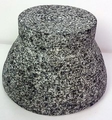 4″ Mortar and pestle grey unfinished granite detailed turnings pestle & mortar