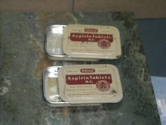 2 Vintage McKessons aspirin tablets tins slide top 1 7/8 X 1 7/16