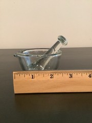 Mortar & Pestle Apothecary Laboratory Clear Glass Made In USA Vintage Pharmacist