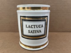 Vintage LACTUCA SATIVA Frazee Freres Porcelain Apothecary Canister IMPERIAL GLAS
