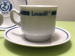 OLD PHARMACEUTICAL MEDICINE RANISAN LECEDIL.. DRUG ADVERTISING COFFEE SET 1970’s