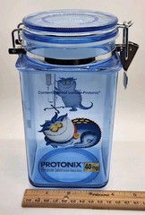Vintage Pharmaceutical Drug Rep Protonix IV Clear Blue Plastic Canister Jar