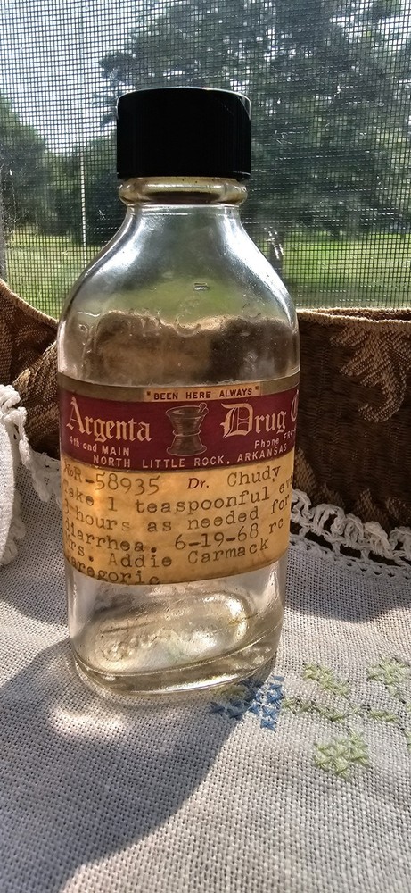 CLEAR GLASS Apothecary RX Medical ARGENTA Drug Jar Bottle NLR, AR 1968 Vintage✨️