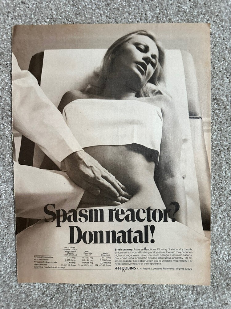 Vintage Donnatal Pharmaceutical Single Page Magazine Advertisement