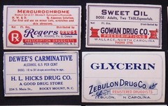 21 Original Vintage North Carolina Pharmaceutical Labels Unused slf1