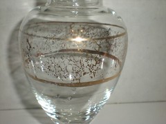 Antique Apothecary Jar Gold pattern vtg glass candy container RARE