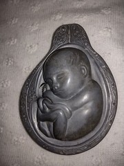 Parke-Davis TABRON 1950s Vintage Pharmaceutical Pewter Fetus Paperweight VGC 2#