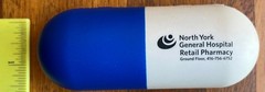 very rare 1970s North York General Hospital foam capsule hand squeezer pharma