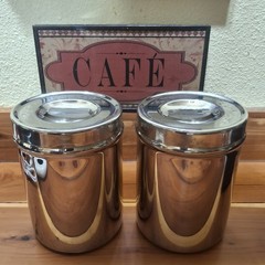 Vollrath 8802 Stainless Steel Canister Set Of 2 Heavy-Duty Container W/lids Vtg