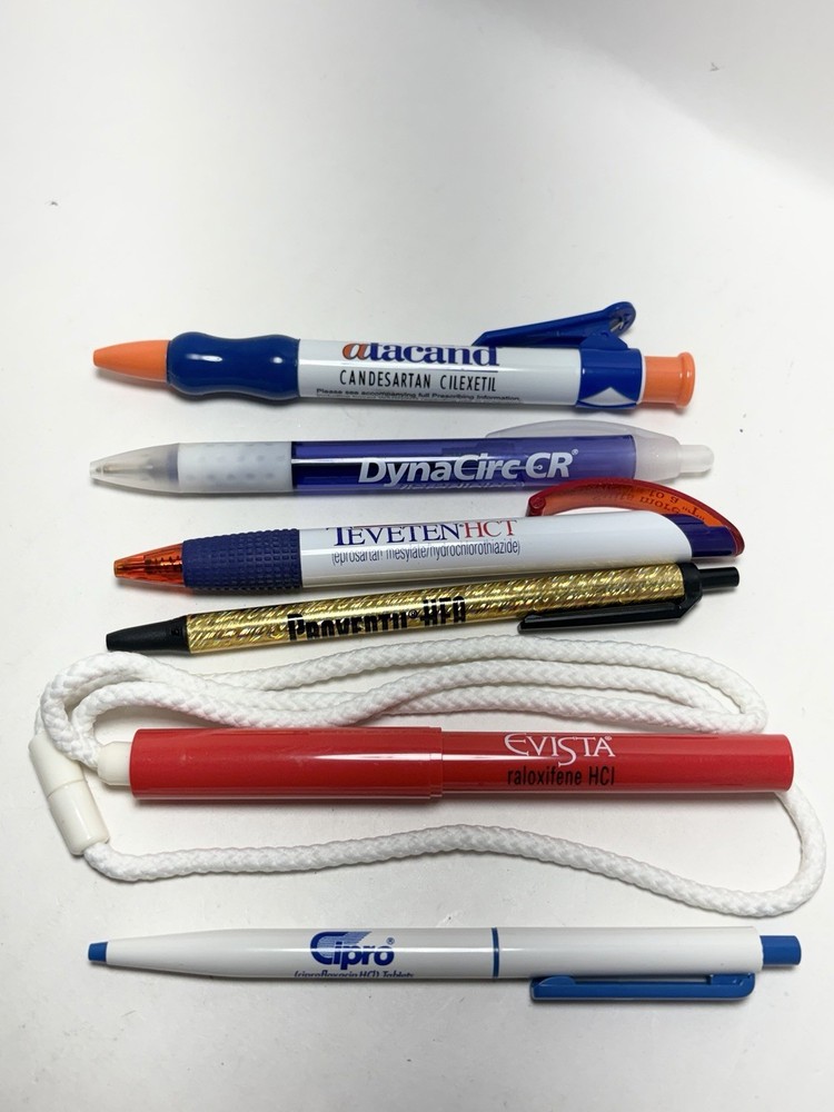 LOT OF 6 Pharmaceutical Drug Rep Medical Advertising Promo Pens Cipro Evista