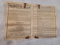 Vintage DeWitt’s Creosant Cough Syrup Bottle w/ Box Insert Paperwork Pharmacy Ad