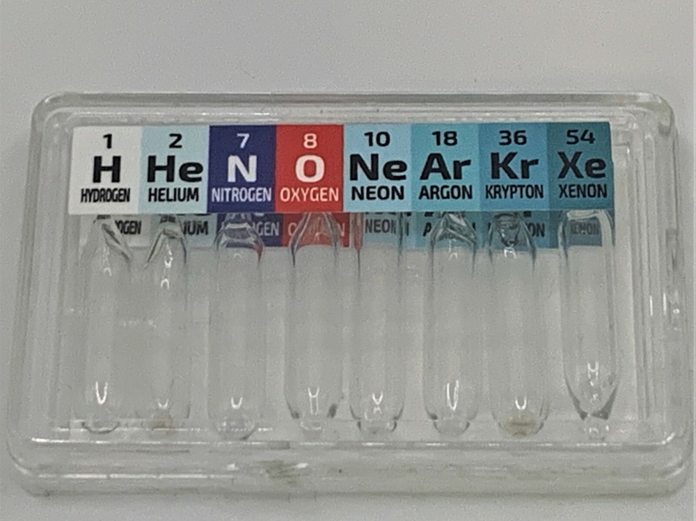 New Micro Low Pressure 8 Gas Ampoules Element Set Helium Xenon Krypton Neon H O