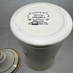 Vintage Jeanne Robinette Ceramics~Carbo Ligni Apothecary Jar, Rexall Drug Store