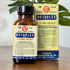 Vintage Octaplex 8 Vitamin Capsules Bottle and Original Box Apothecary Collector