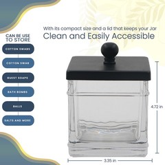Clear Transparent Hotel Style Apothecary Tempered Glass Canister Jar W/ Matte…