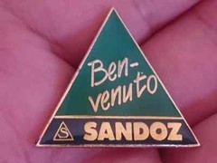 SANDOZ Pharmaceuticals pin LSD Albert Hofmann – BENVENUTO logo pin badge