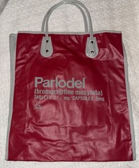 Sandoz Parlodel Bromocriptine Tote Bag Vinyl Drug Rep Pharmaceutical Promo Tear