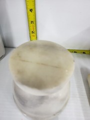 Vintage Marble Mortar And Pestle Footed White Gray Apothecary Drug Store