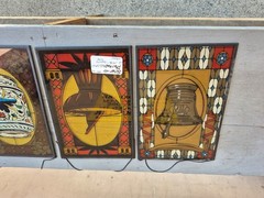 4 Stain Glass Panels Schering Pharmacy Rx Ad Premium USA Bicentennial 1976 VTG