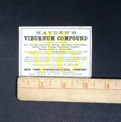 Antique Hayden’s Viburnum Compound Label – New York Pharmaceutical Co