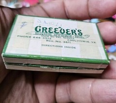 Vtg 1963 Greevers DRUG Store Prescription Drug Pill Box Chilhowie Virginia C27